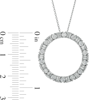 Marilyn Monroe™ Collection 0.95 CT. T.W. Baguette and Round Diamond Circle Pendant in 10K White Gold