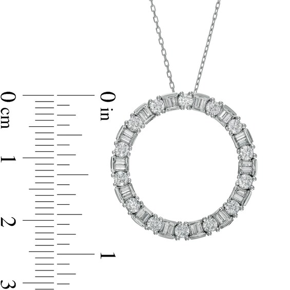 Marilyn Monroe™ Collection 0.95 CT. T.W. Baguette and Round Diamond Circle Pendant in 10K White Gold