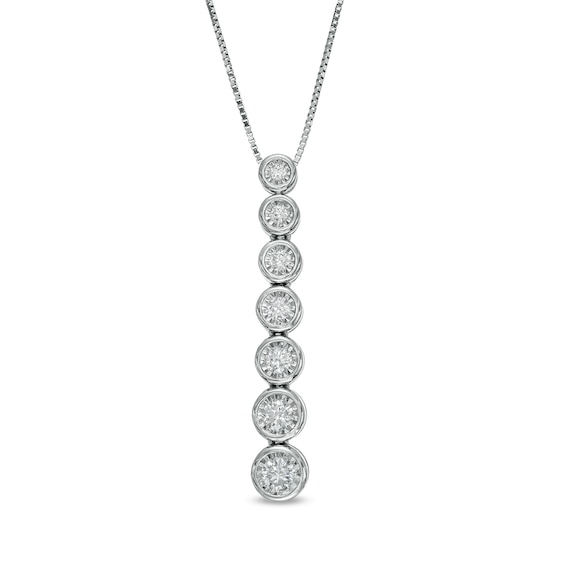 Marilyn Monroe™ Collection 0.33 CT. T.W. Diamond Graduated Drop Pendant in 10K White Gold