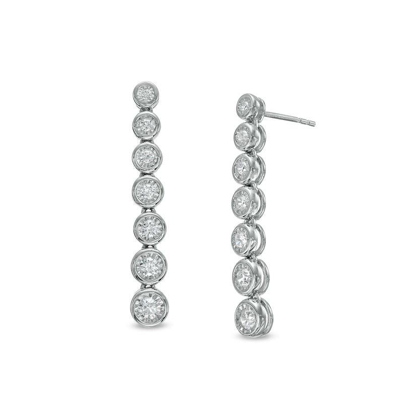 Marilyn Monroe™ Collection 0.50 CT. T.W. Diamond Graduated Drop Earrings in 10K White Gold|Peoples Jewellers