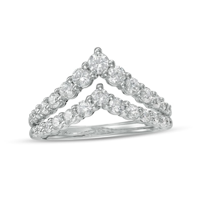 Marilyn Monroe™ Collection 1.00 CT. T.W. Diamond Double Row Chevron Ring in 10K White Gold