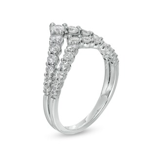 Marilyn Monroe™ Collection 1.00 CT. T.W. Diamond Double Row Chevron Ring in 10K White Gold