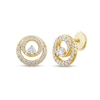 Thumbnail Image 0 of 0.50 CT. T.W. Diamond Double Circle Stud Earrings in 10K Gold