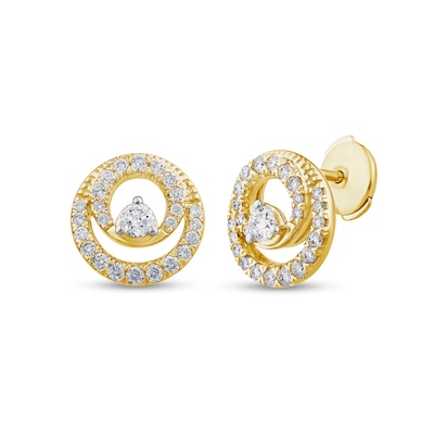 0.50 CT. T.W. Diamond Double Circle Stud Earrings in 10K Gold