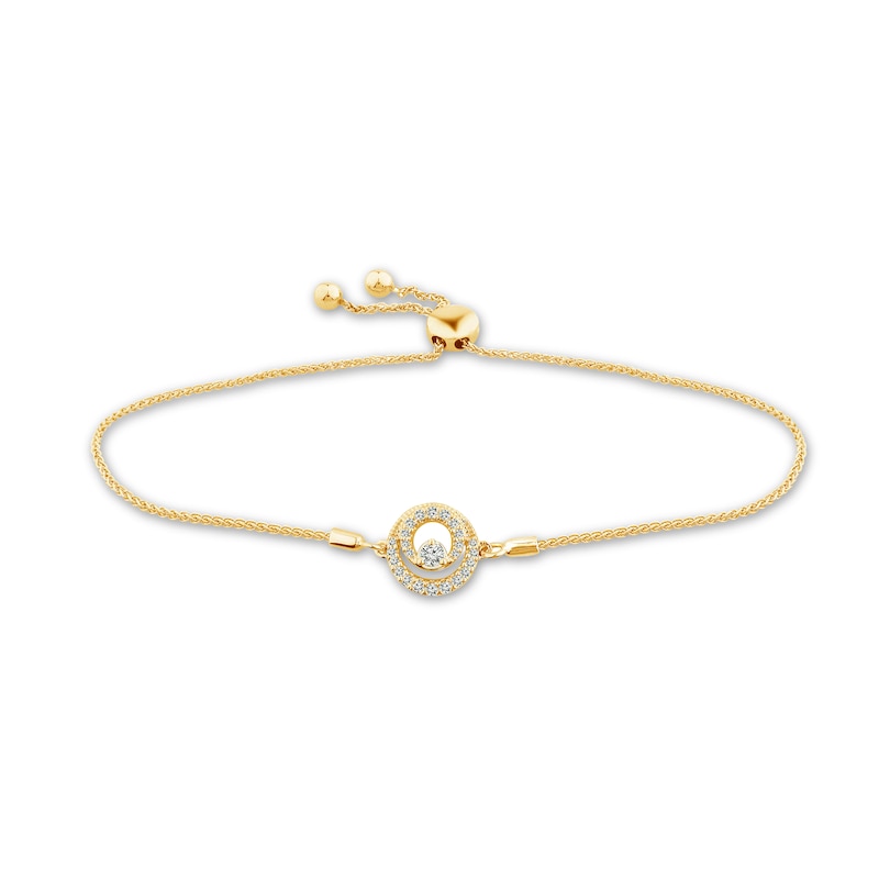 0.24 CT. T.W. Diamond Double Circle Bolo Bracelet in 10K Gold – 10"|Peoples Jewellers