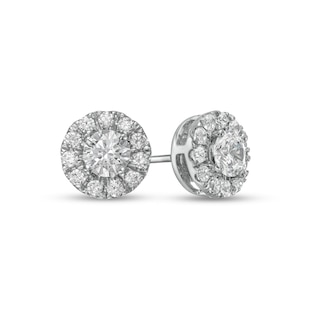 1.00 CT. T.W. Certified Lab-Created Diamond Frame Stud Earrings in 14K White Gold (F/SI2)