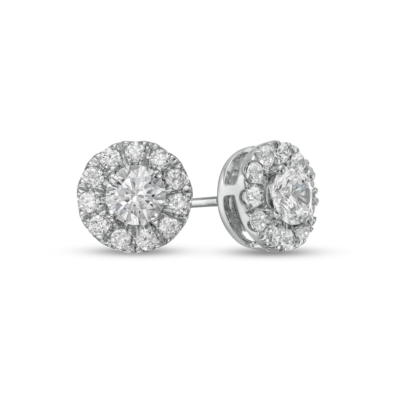 1.00 CT. T.W. Certified Lab-Created Diamond Frame Stud Earrings in 14K White Gold (F/SI2)|Peoples Jewellers