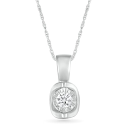 0.10 CT. Diamond Solitaire Pendant in 10K White Gold