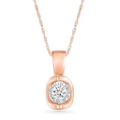 0.10 CT. Diamond Solitaire Pendant in 10K Rose Gold