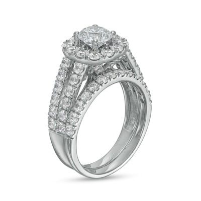 2.50 CT. T.W. Diamond Frame Split Shank Bridal Set in 14K White Gold (I/I2)