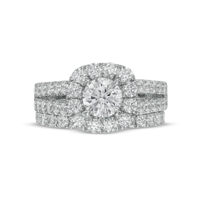 2.50 CT. T.W. Diamond Frame Split Shank Bridal Set in 14K White Gold (I/I2)