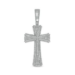 Men's 0.50 CT. T.W. Diamond Edge Cross Necklace Charm in 10K White Gold