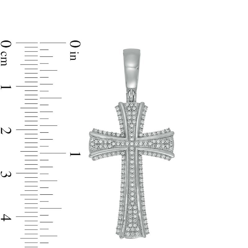 Men's 0.50 CT. T.W. Diamond Edge Cross Necklace Charm in 10K White Gold