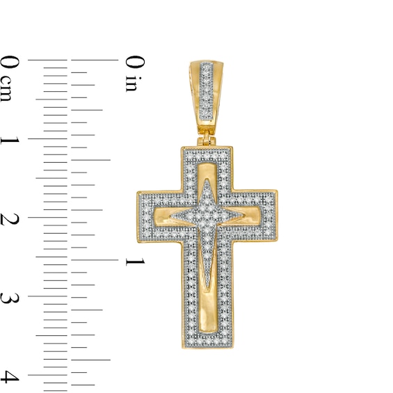 Men's 0.25 CT. T.W. Diamond Stacked Multi-Style Cross Necklace Charm in 10K Gold