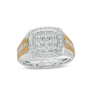 Men's 1.00 CT. T.W. Composite Cushion Diamond Frame Ring in 10K Two-Tone Gold