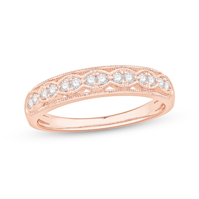 0.18 CT. T.W. Diamond Scallop Edge Anniversary Band in 10K Rose Gold