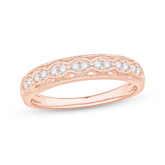 0.18 CT. T.W. Diamond Scallop Edge Anniversary Band in 10K Rose Gold