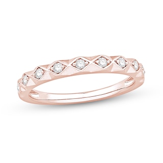 0.15 CT. T.W. Diamond Textured Anniversary Band in 10K Rose Gold