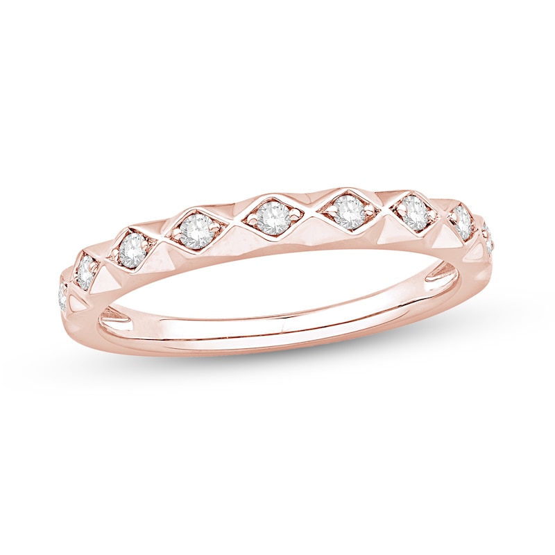 0.15 CT. T.W. Diamond Textured Anniversary Band in 10K Rose Gold|Peoples Jewellers