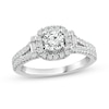 Thumbnail Image 0 of 1.00 CT. T.W. Diamond Cushion-Shaped Frame Split Shank Engagement Ring in 14K White Gold