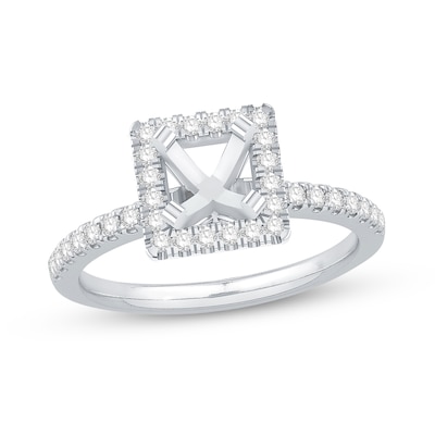 0.38 CT. T.W. Diamond Square-Shaped Frame Semi-Mount in 14K White Gold