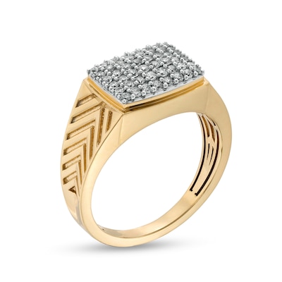 Men's 0.45 CT. T.W. Diamond Chevron Pattern Ring in 10K Gold