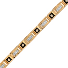 Men's 0.50 CT. T.W. Diamond Black Ceramic Link Bracelet in 10K Gold - 8.5&quot;