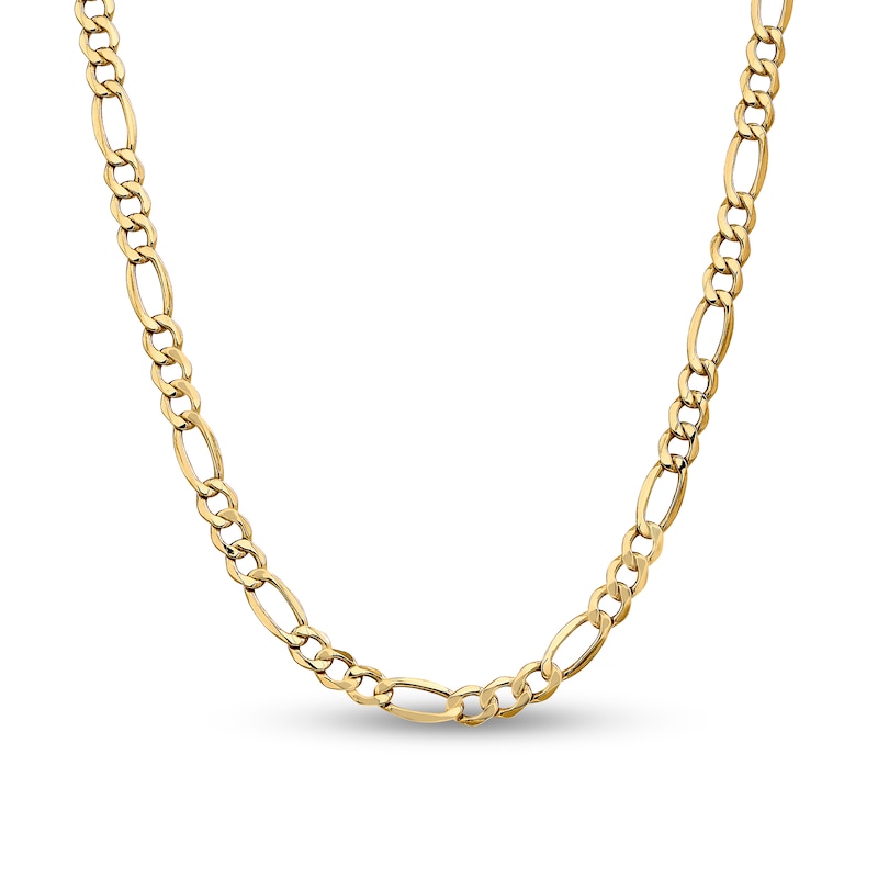 7.3mm Figaro Chain Necklace in Hollow 14K Gold - 18"