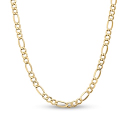 7.3mm Figaro Chain Necklace in Hollow 14K Gold - 22&quot;