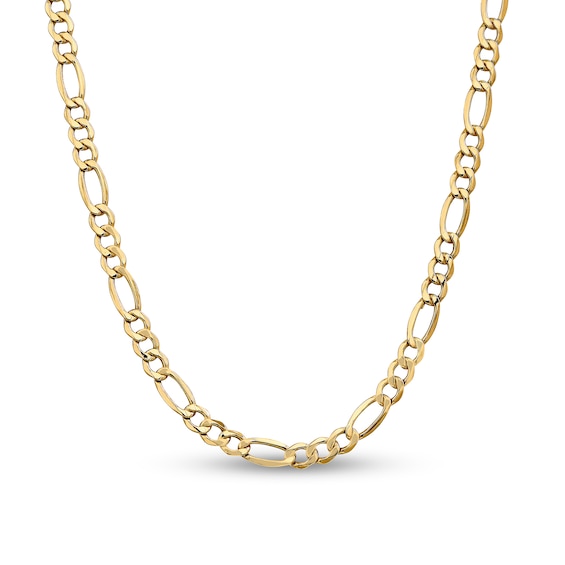 7.3mm Figaro Chain Necklace in Hollow 14K Gold