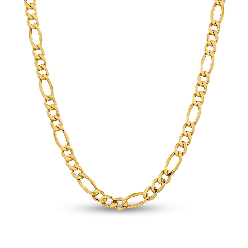 8.5mm Figaro Chain Necklace in Hollow 14K Gold