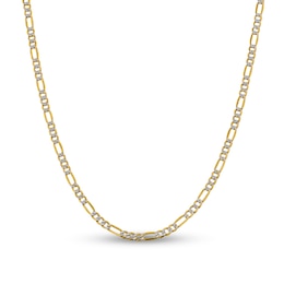 3.9mm Diamond-Cut Figaro Chain Necklace in Hollow 14K Two-Tone Gold - 18&quot;