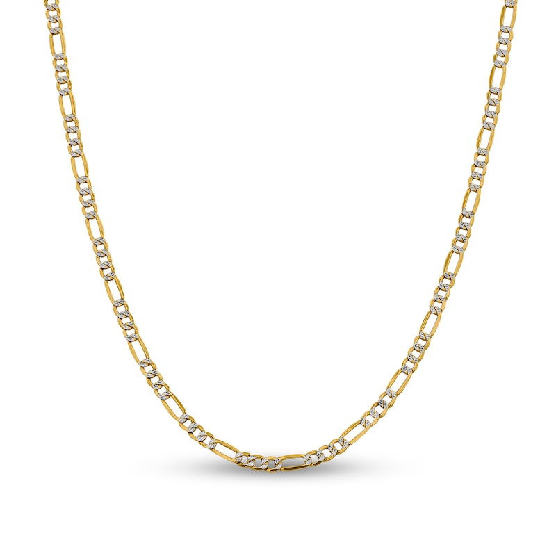 3.9mm Diamond-Cut Figaro Chain Necklace in Hollow 14K Two-Tone Gold