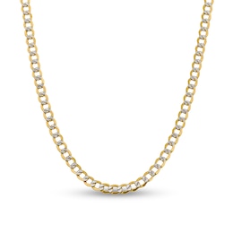 6.75mm Diamond-Cut Curb Chain Necklace in Hollow 14K Two-Tone Gold - 22&quot;