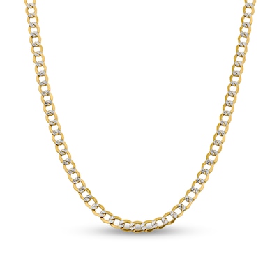 6.75mm Diamond-Cut Curb Chain Necklace in Hollow 14K Two-Tone Gold