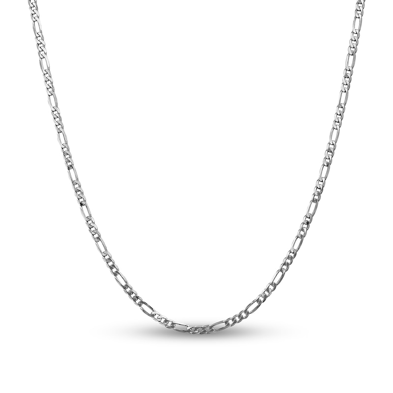 3.0mm Figaro Chain Necklace in Solid 14K White Gold - 16"