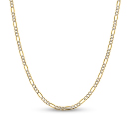 3.9mm Diamond-Cut Figaro Chain Necklace in Hollow 14K Two-Tone Gold - 20&quot;