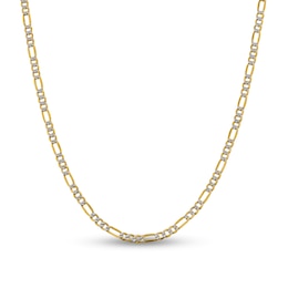 3.9mm Diamond-Cut Figaro Chain Necklace in Hollow 14K Two-Tone Gold - 22&quot;