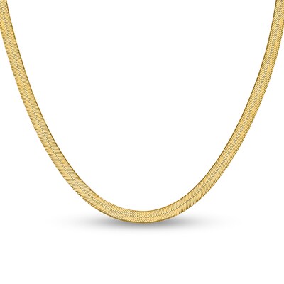 6.5mm Herringbone Chain Necklace in Solid 14K Gold - 20"