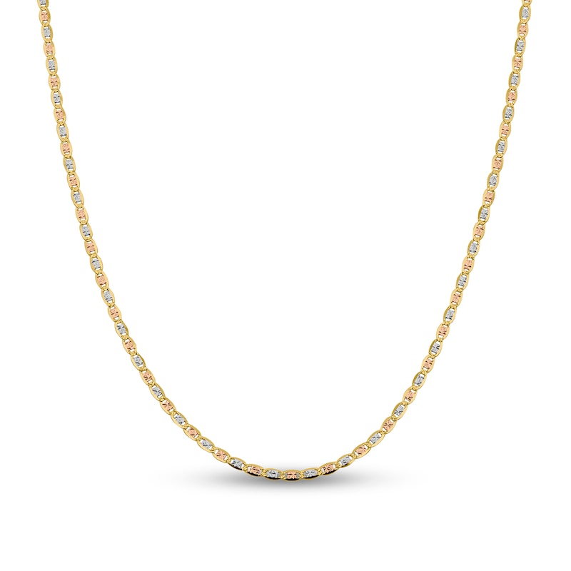 2.75mm Diamond-Cut Valentino Chain Necklace in Solid 14K Tri-Tone Gold - 16"