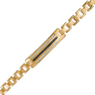 Men's 0.50 CT. T.W. Black Enhanced and White Diamond ID Bracelet in 10K Gold - 8.5"