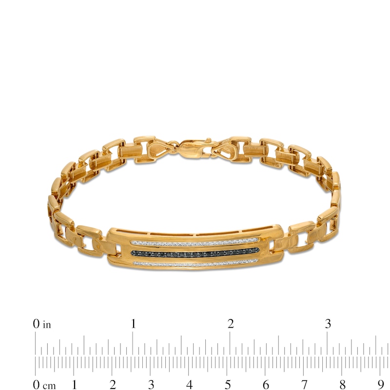 Men's 0.50 CT. T.W. Black Enhanced and White Diamond ID Bracelet in 10K Gold - 8.5"