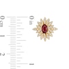 Thumbnail Image 2 of Oval Ruby and 0.33 CT. T.W. Diamond Floral Stud Earrings in 14K Gold