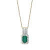 Thumbnail Image 0 of Octagonal Emerald and 0.15 CT. T.W. Diamond Rectangular Frame Triple Row Drop Pendant in 14K Gold