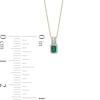 Thumbnail Image 2 of Octagonal Emerald and 0.15 CT. T.W. Diamond Rectangular Frame Triple Row Drop Pendant in 14K Gold