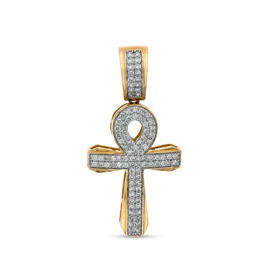 Men's 0.95 CT. T.W. Diamond Ankh Necklace Charm in 10K Gold