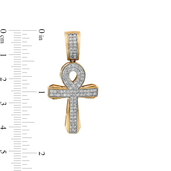 Men's 0.95 CT. T.W. Diamond Ankh Necklace Charm in 10K Gold