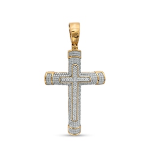 Men's 1.00 CT. T.W. Diamond Cross Necklace Charm in 10K Gold