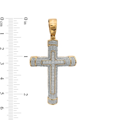 Men's 1.00 CT. T.W. Diamond Cross Necklace Charm in 10K Gold