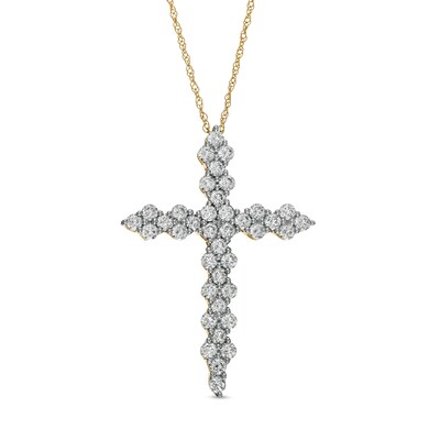 1.00 CT. T.W. Diamond Cross Pendant in 10K Gold